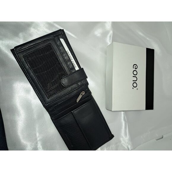 NIB- Eono Genuine Leather XL Soft & smooth Leather Black Wallet for Men - Picture 3 of 6